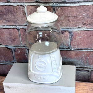 Target Bullseye Playground Faux Gumball Machine White Glass Candy Jar 9" Decor